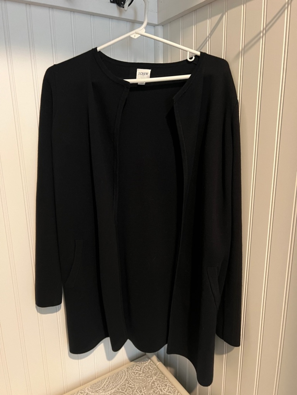 J. Crew Black Open-Front Long Cardigan